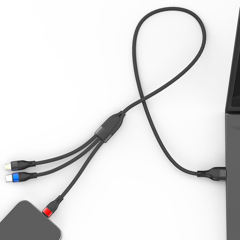 Kabel za polnjenje USB-A - Lightning / microUSB / USB-C 3MK Hyper N, 18W, 1.2m, črn