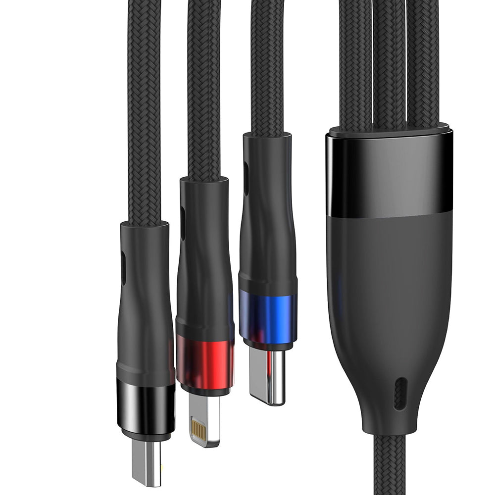 Kabel za polnjenje USB-A - Lightning / microUSB / USB-C 3MK Hyper N, 18W, 1.2m, črn