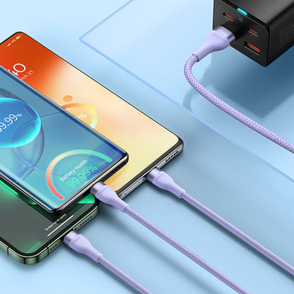 Polnilni kabel USB-A - Lightning / microUSB / USB-C Baseus Flash Series II 3in1, 66W, 1.2m, Vijolična CASS040005