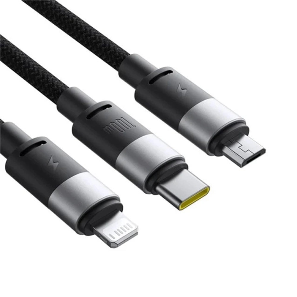 Kabel za polnjenje USB-A - Lightning / microUSB / USB-C Baseus StarSpeed 3in1, 100W, 1.5m, črn P10319900111-01