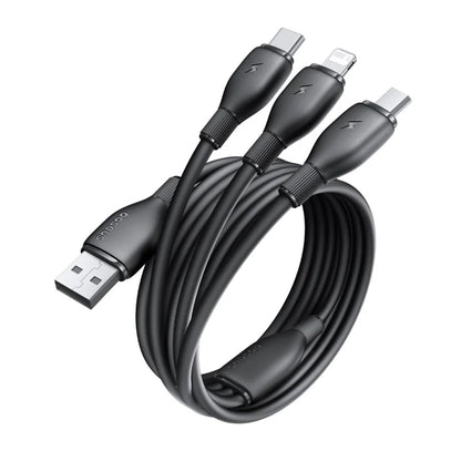 Kabel za polnjenje USB-A - Lightning / microUSB / USB-C Baseus Ultra Fast 3in1, 18W, 1.3m, Črn P10376303121-00