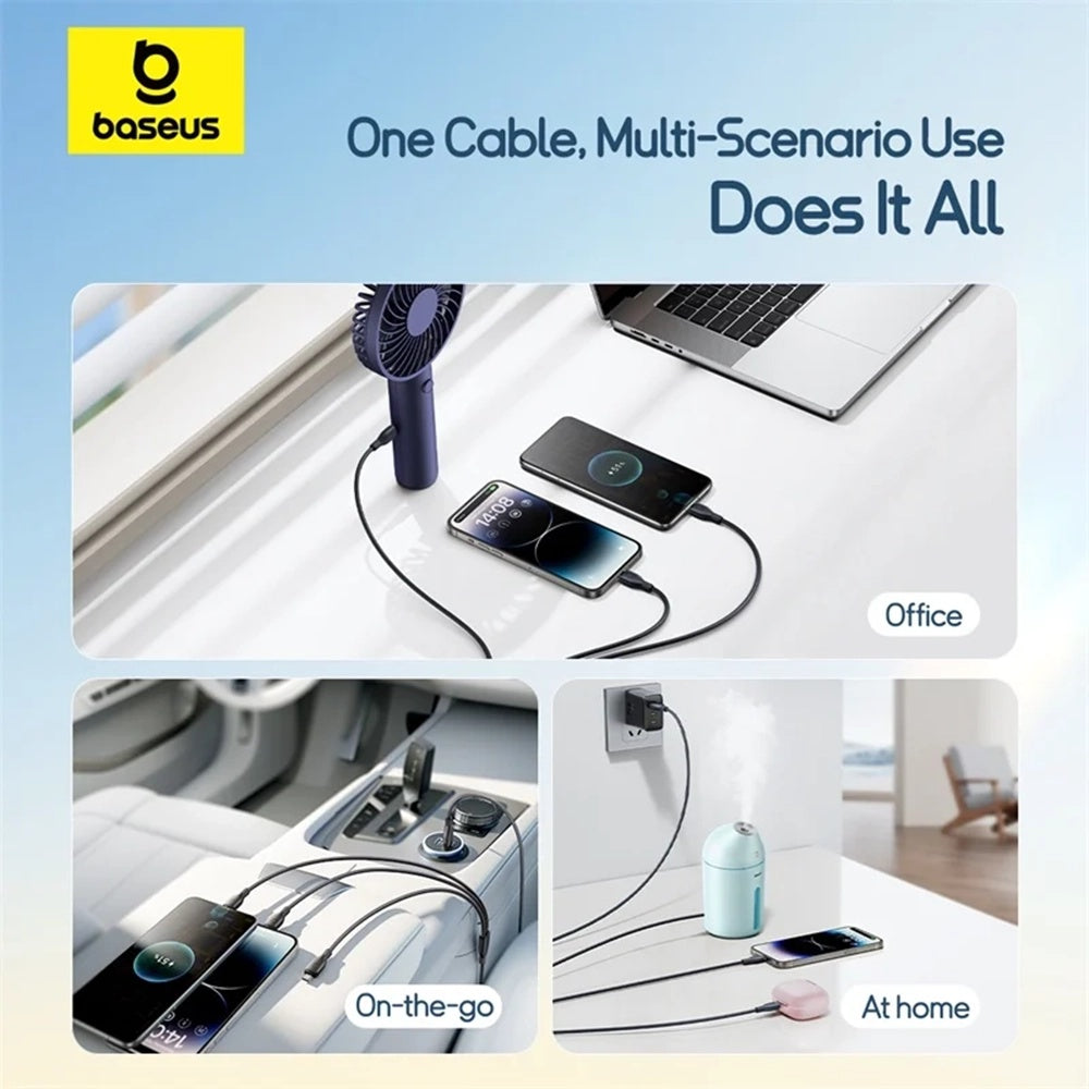 Kabel za polnjenje USB-A - Lightning / microUSB / USB-C Baseus Ultra Fast 3in1, 18W, 1.3m, Črn P10376303121-00