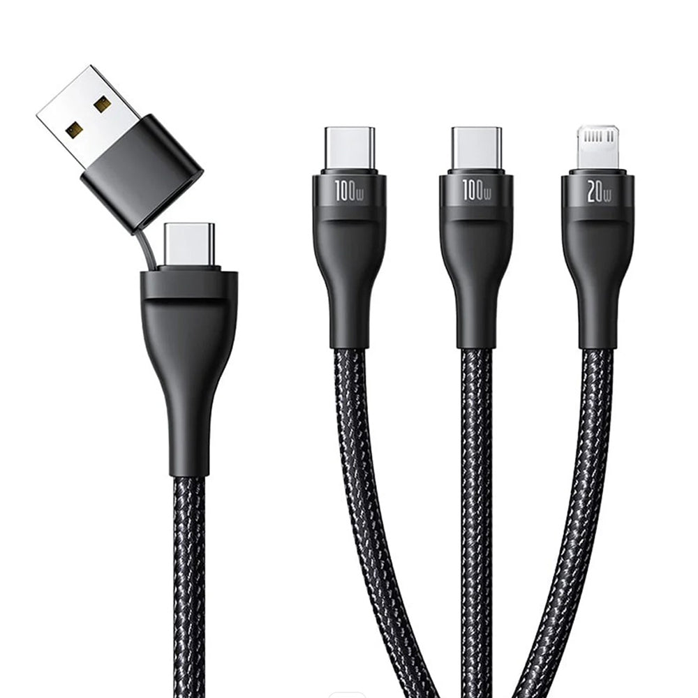 USB-A / USB-C - Lightning / 2 x USB-C Baseus Flash Series III 3in1 Charging Cable, 100W, 1.5m, Black P10377800U01-00