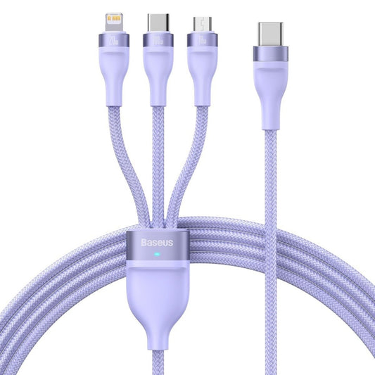 Kabel za polnjenje USB-C - Lightning / microUSB / USB-C Baseus Flash Series II 3in1, 100W, 1.5m, Vijolična CASS030205