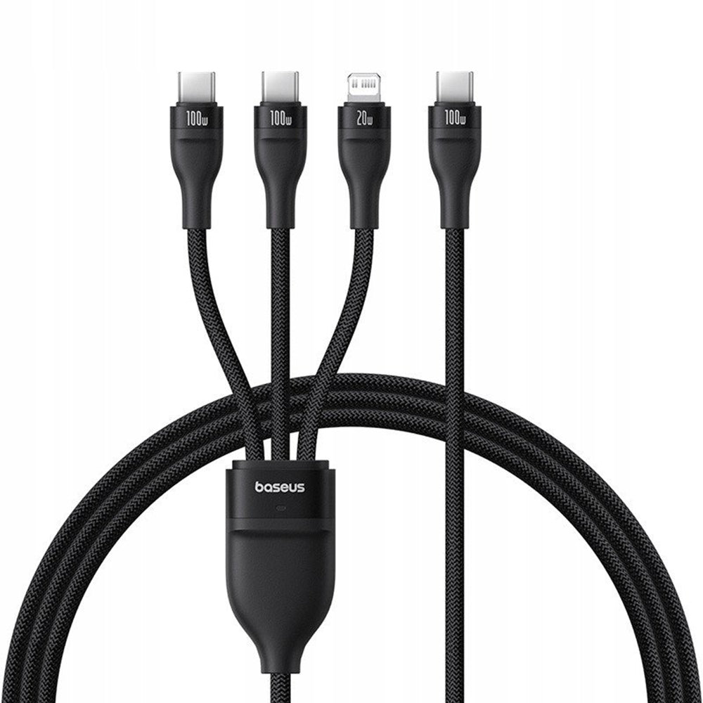 Kabel za polnjenje USB-C - Lightning / 2 x USB-C Baseus Flash Series III 3in1, 100W, 1.5m, Črn P10377502111-00