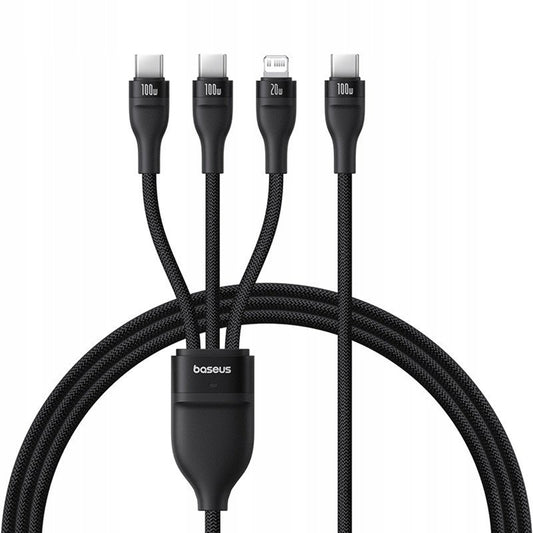 Kabel za polnjenje USB-C - Lightning / 2 x USB-C Baseus Flash Series III 3in1, 100W, 1.5m, Črn P10377502111-00