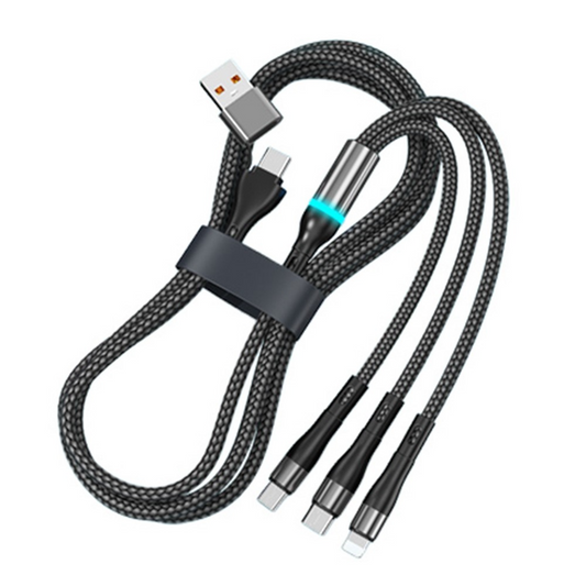 Polnilni kabel USB-C / USB-A - Lightning / microUSB / USB-C OEM B6, 100W, 1,2 m, Črn