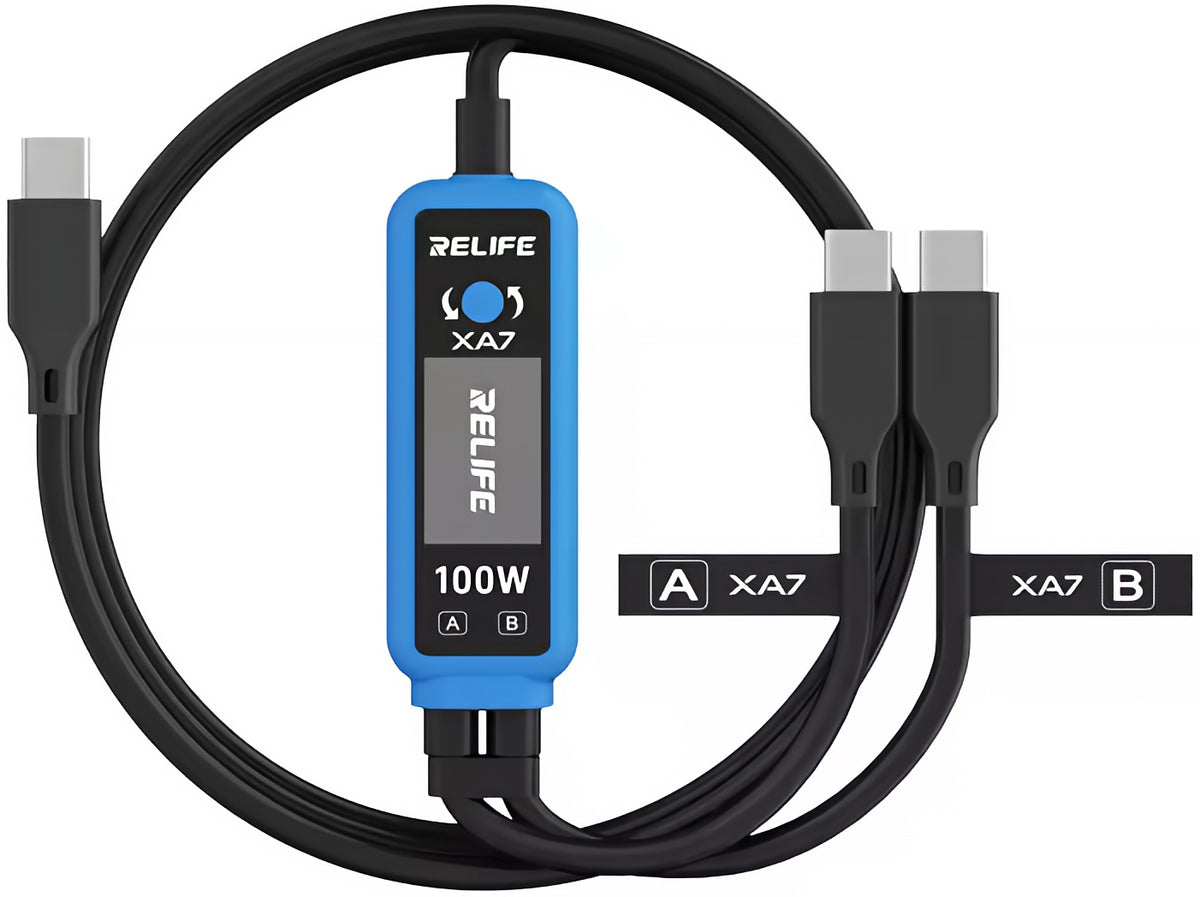 Polnilni kabel USB-C - 2 x USB-C Relife XA7 Display, 100W, 1,33 m, Črna