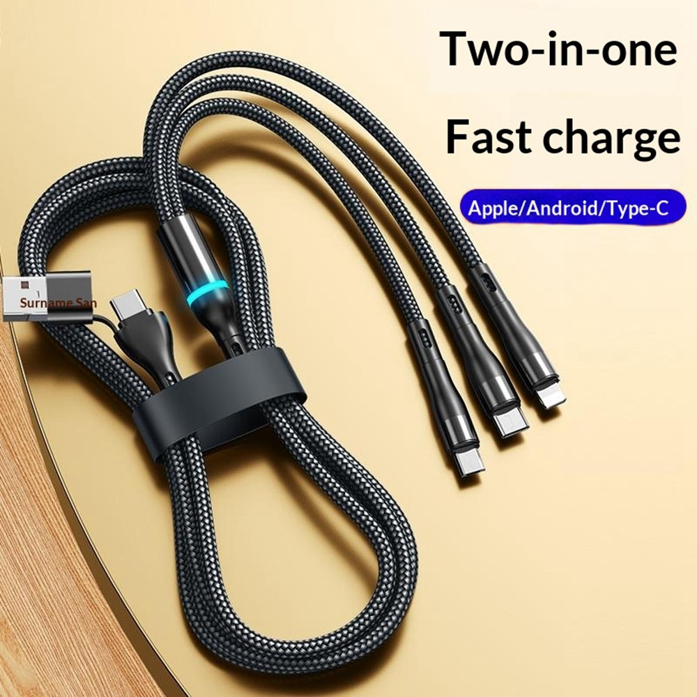 Polnilni kabel USB-C / USB-A - Lightning / microUSB / USB-C OEM B6, 100W, 1,2 m, Črn
