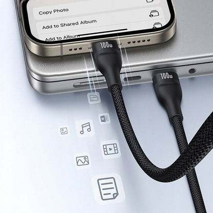 USB-C polnilni kabel - Lightning / 2 x USB-C Baseus Flash Series III 3in1, 100W, 1,5 m, črn, ponovno zapakiran P10377502111-00