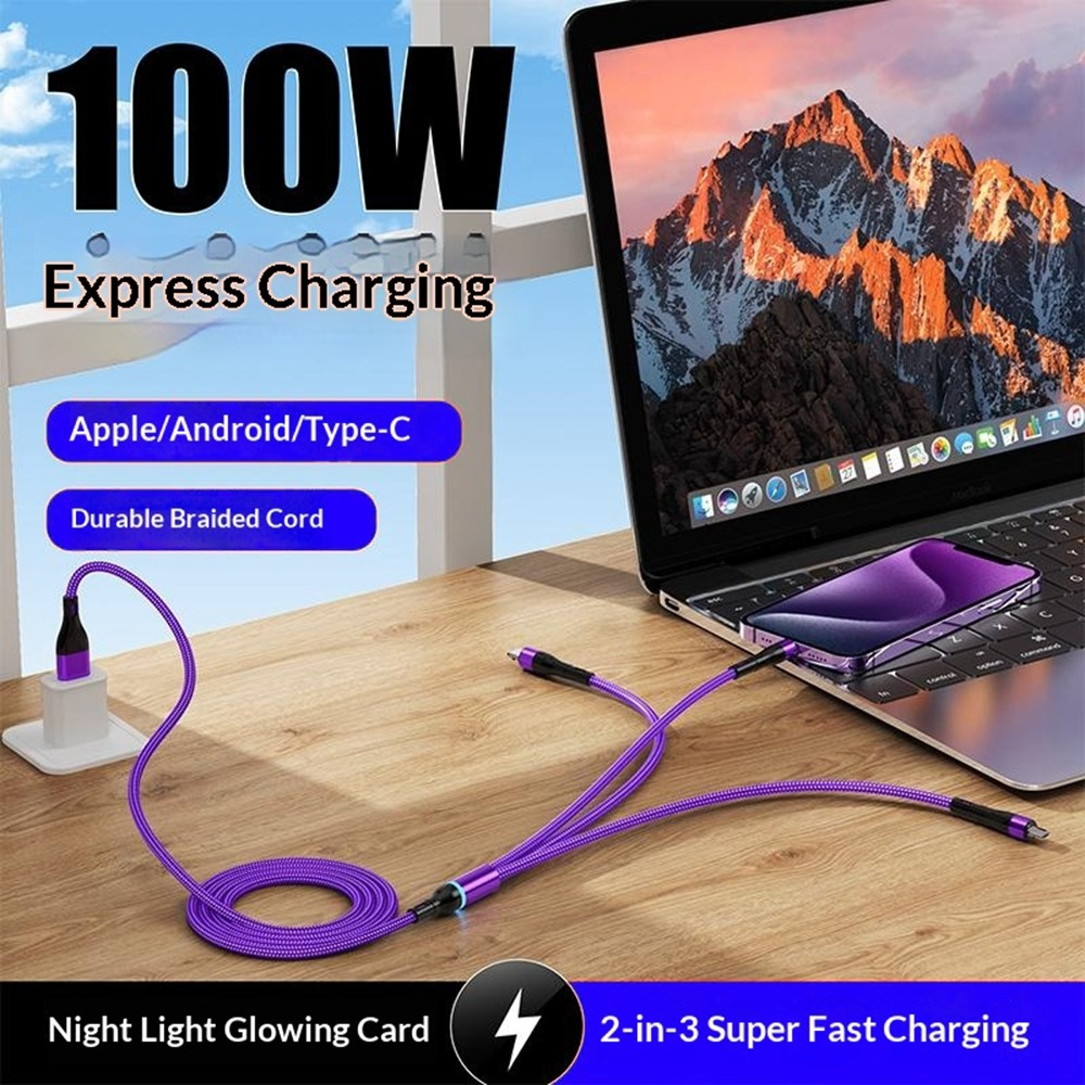 Polnilni kabel USB-C / USB-A - Lightning / microUSB / USB-C OEM B6, 100W, 1,2 m, Črn