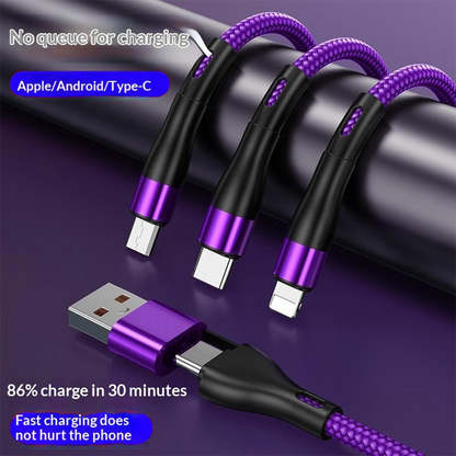 Polnilni kabel USB-C / USB-A - Lightning / microUSB / USB-C OEM B6, 100W, 1,2 m, Črn