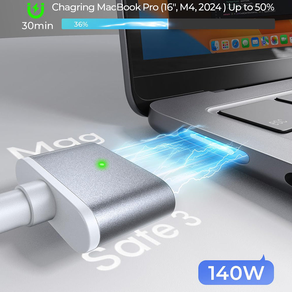 USB-C polnilni kabel - MagSafe 3 Lisen, 140W, 2m, Srebrn YL0123070001