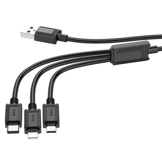 Polnilni kabel USB-A - Lightning / microUSB / USB-C HOCO X74 3v1, 18W, 1m, črn