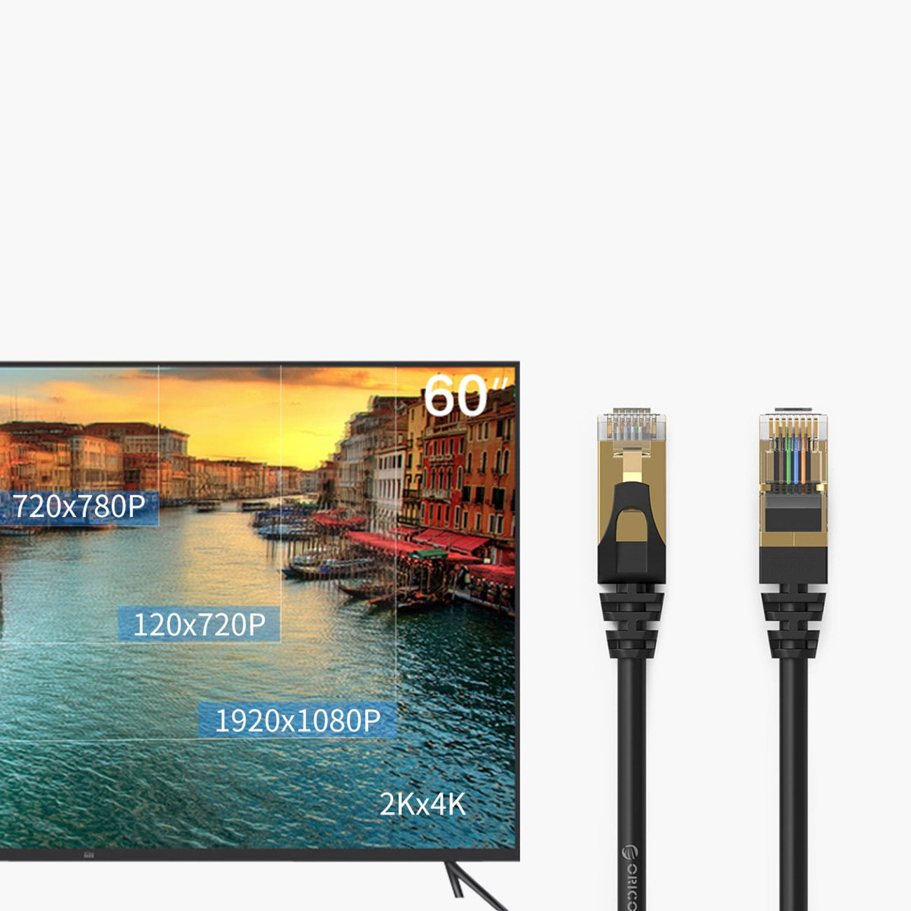 Omrežni kabel Orico PUG-C7, UTP, Cat7, 2m, Črn