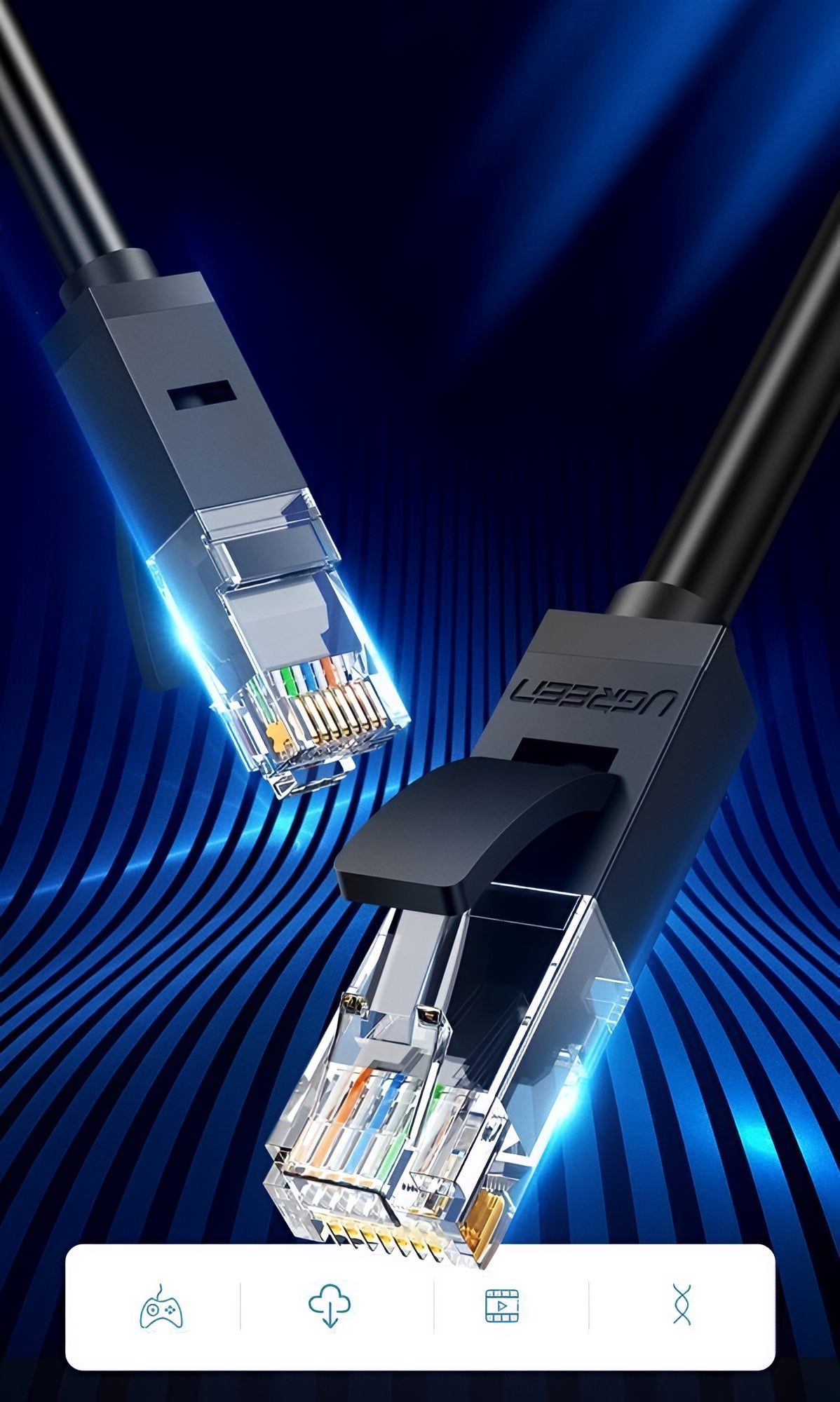 Omrežni kabel UGREEN NW102, UTP, Cat6, 15m, Črn