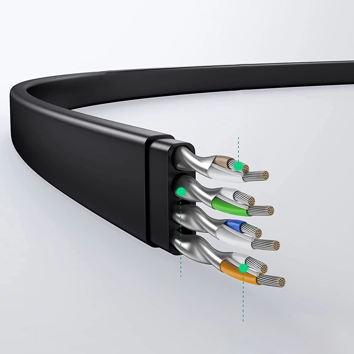 Omrežni kabel UGREEN NW102 Flat, UTP, Cat6, 0,5 m, črn