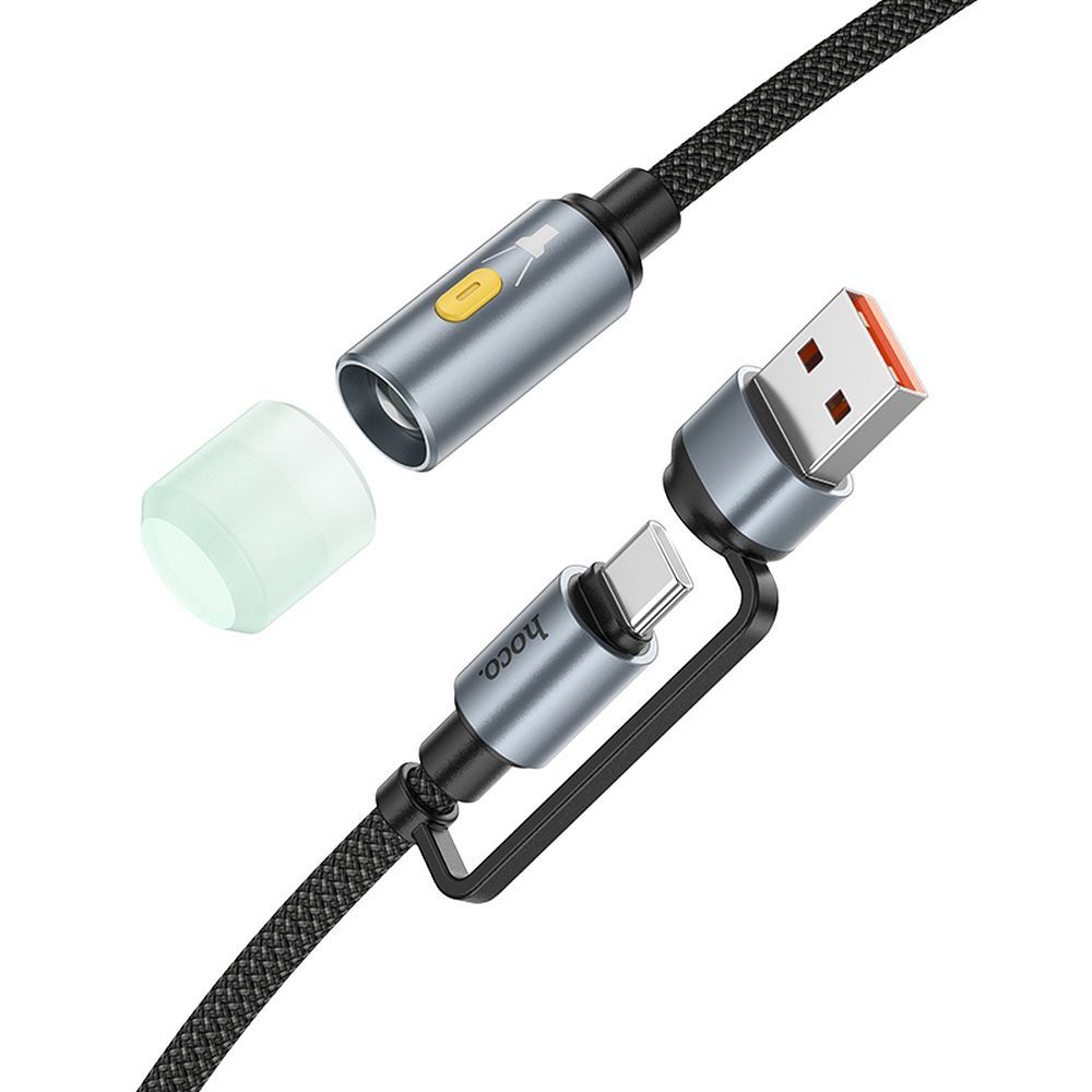 Kabel Led HOCO UA38C, USB-C / USB-A, 0.3m, črn