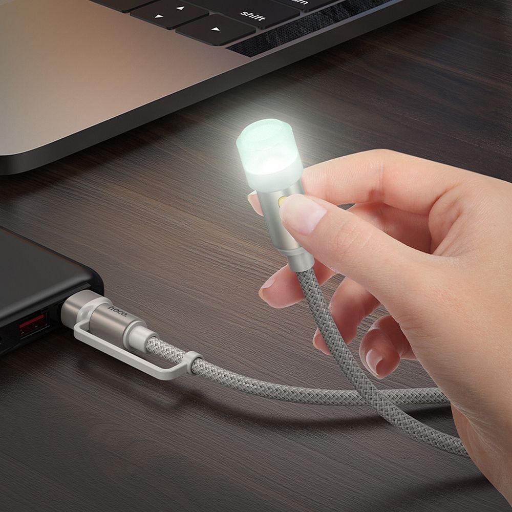 Kabel Led HOCO UA38C, USB-C / USB-A, 0.3m, črn