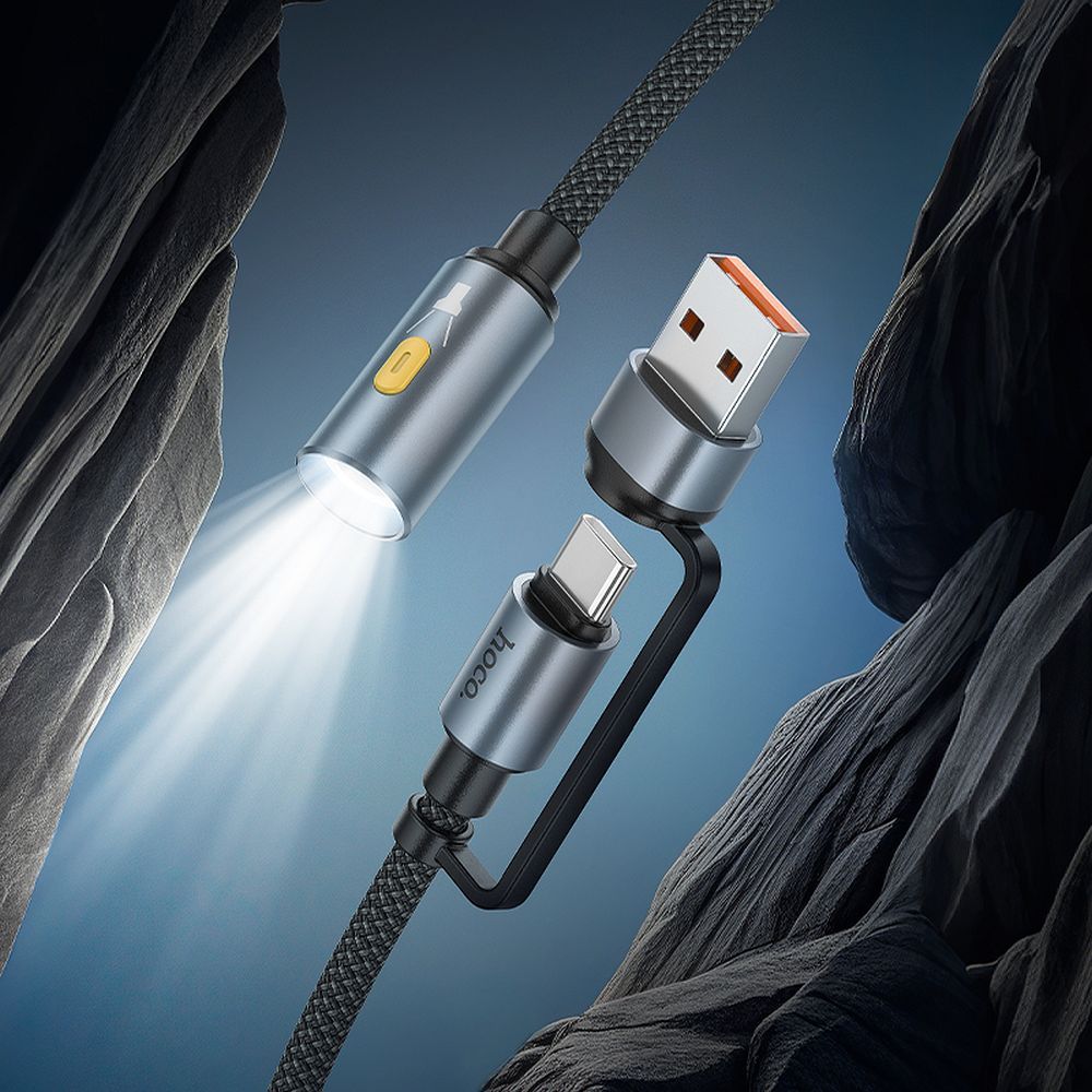 Kabel Led HOCO UA38C, USB-C / USB-A, 0.3m, črn