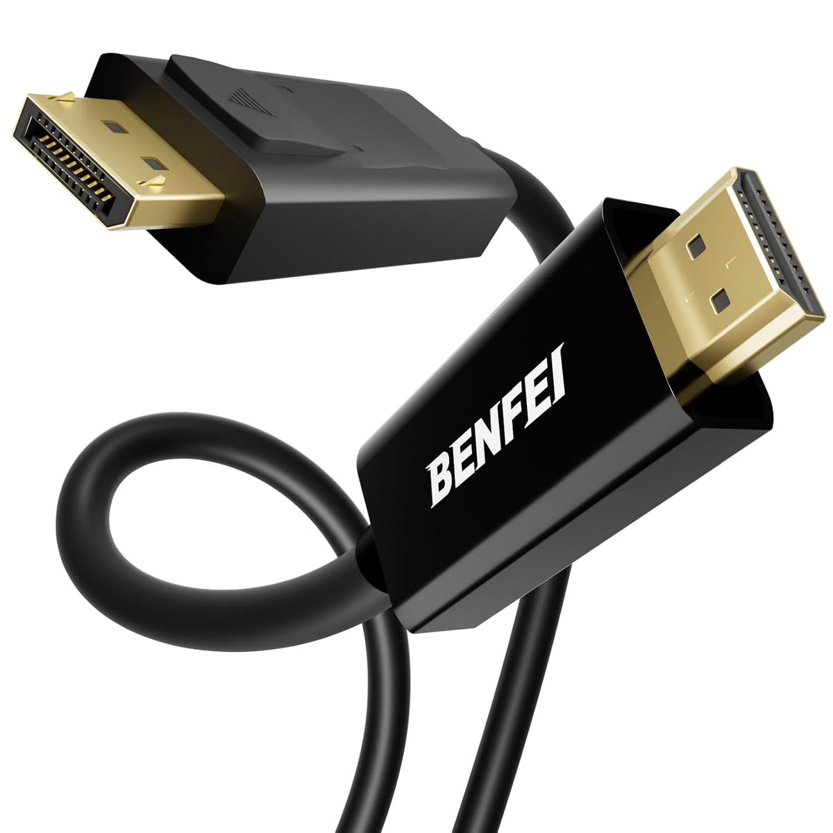 Benfei Video Kabel, DisplayPort - HDMI, 4K, 1,8 m, Črn