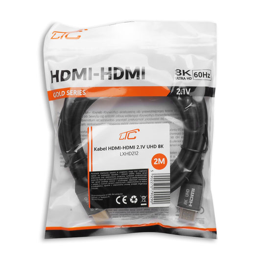 Video kabel LTC Gold, HDMI - HDMI, 8K, 2m, Črn
