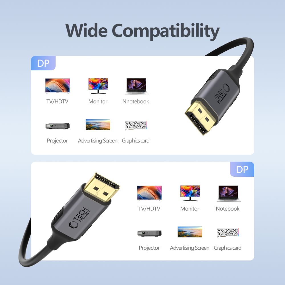 Video kabel Tech-Protect Ultraboost, DisplayPort - DisplayPort, 4K, 2m, Črn