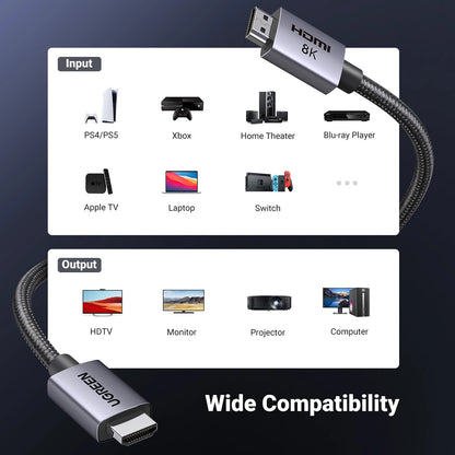 Video kabel UGREEN HD171, HDMI - HDMI, 8K, 3m, črn