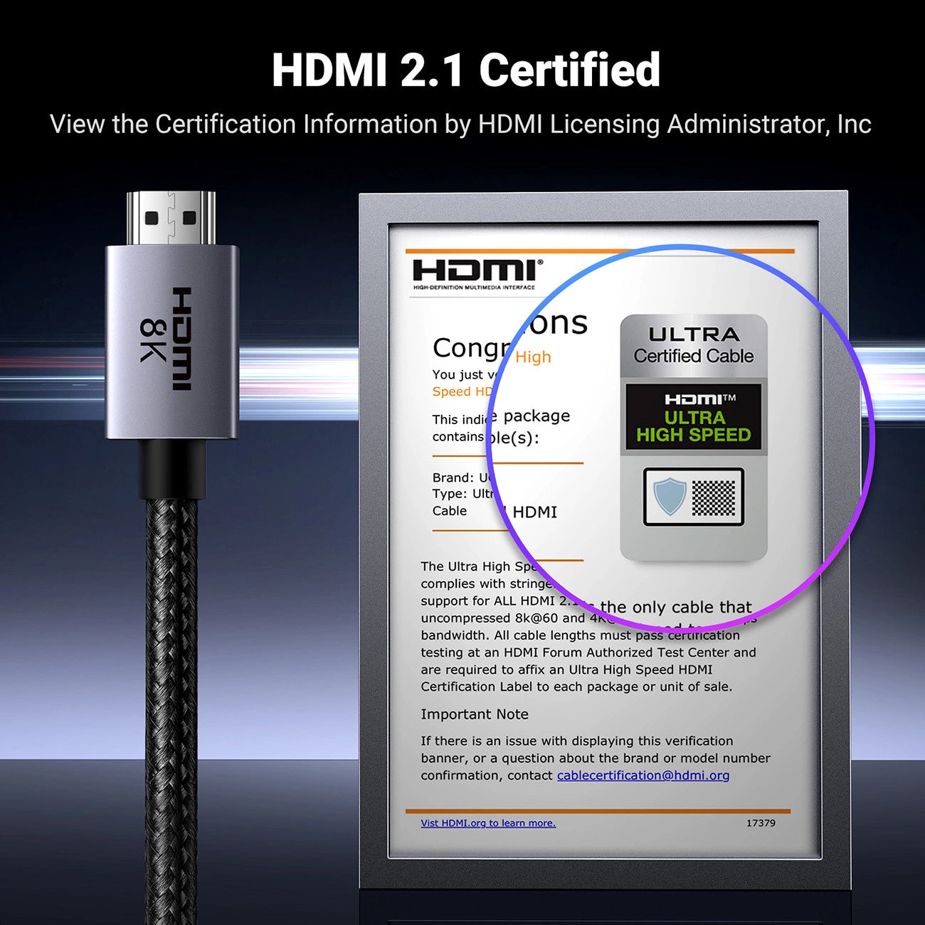 Video kabel UGREEN HD171, HDMI - HDMI, 8K, 2m, črn