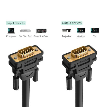Video kabel UGREEN VG101 (11633), VGA - VGA, 10m, Črn