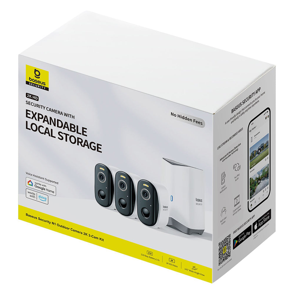 Nadzorna kamera Baseus N1, Wi-Fi, 2K, IP67, zunanja, komplet 3 kosi S0TW022131