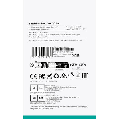 Nadzorna kamera Botslab 3C Pro C224, Wi-Fi, 4K, notranja 
