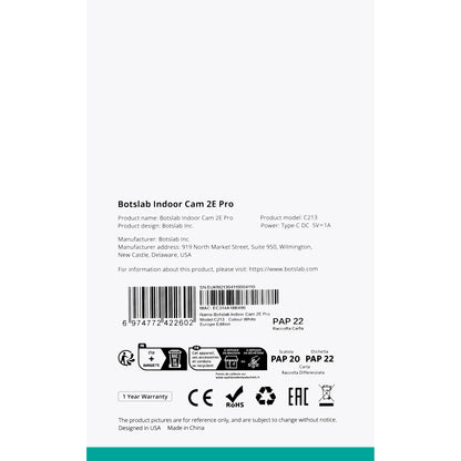 Nadzorna kamera Botslab 2E Pro C213, Wi-Fi, 2K, notranja 