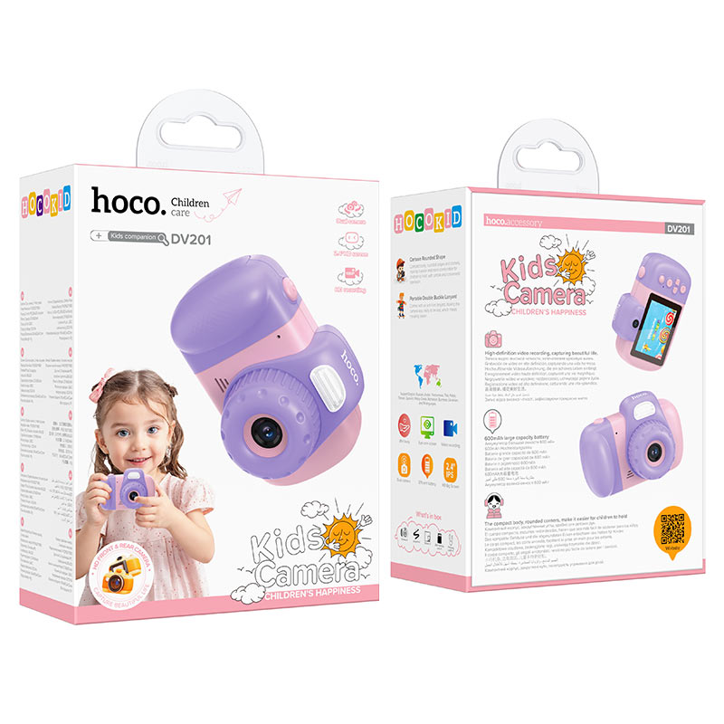 Digitalni fotoaparat HOCO DV201 Kids, 1080P, 2MP, Roza