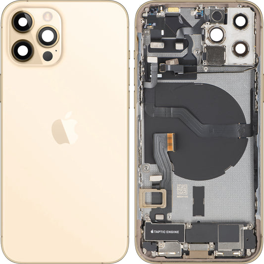 Pokrov baterije Apple iPhone 12 Pro, s srednjim ohišjem, kompletni deli, zlat, zamenjava