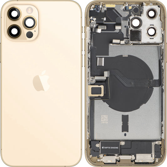 Pokrov baterije Apple iPhone 12 Pro Max, s srednjim ohišjem, kompletni deli, zlat, zamenjava