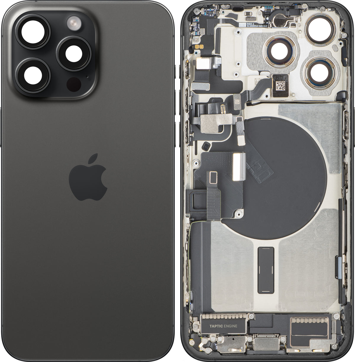 Pokrov baterije Apple iPhone 15 Pro Max, s srednjim ohišjem, popolni deli, črn (Black Titanium), premium zamenjava