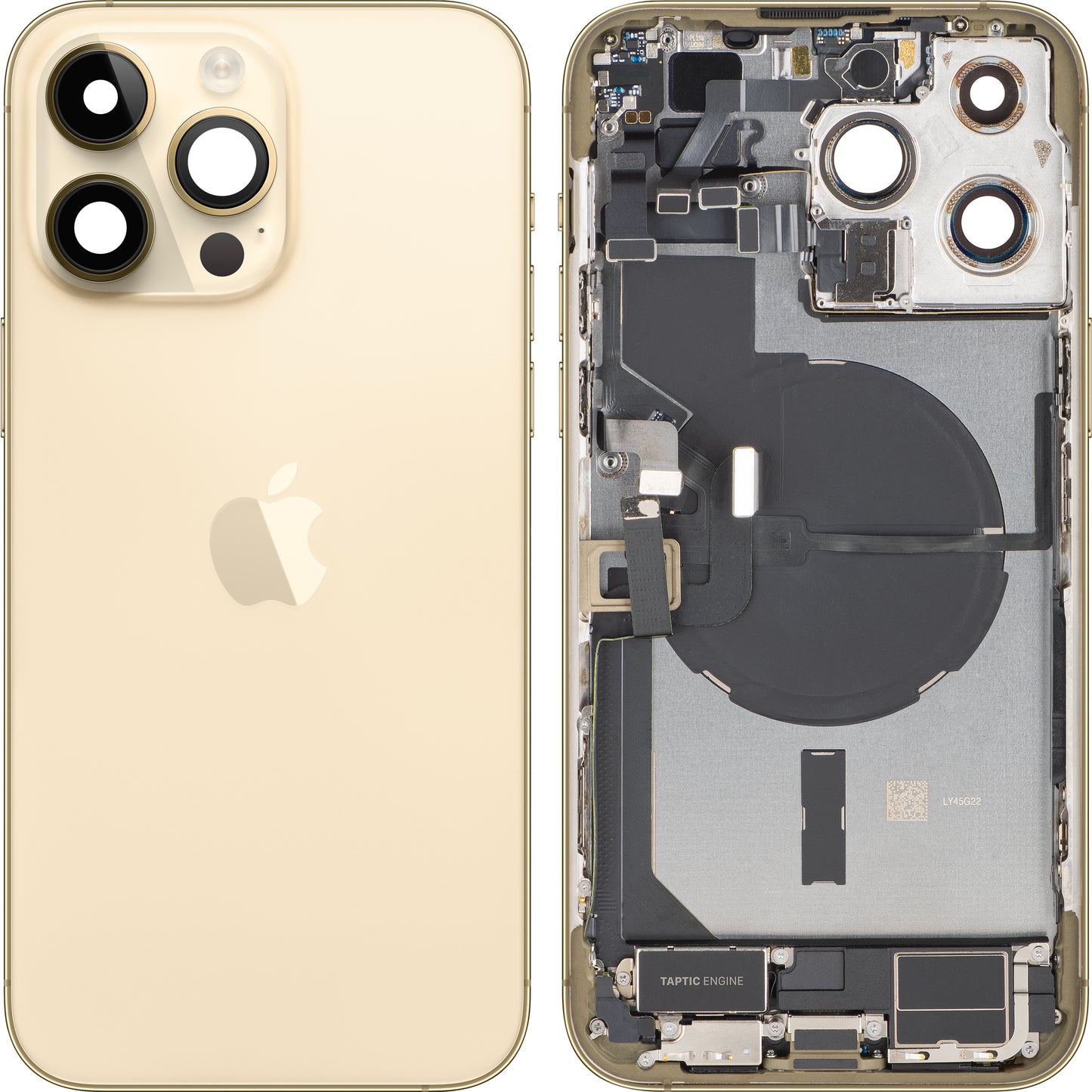 Pokrov baterije Apple iPhone 14 Pro Max, s srednjim ohišjem, kompletni deli, zlat, zamenjava