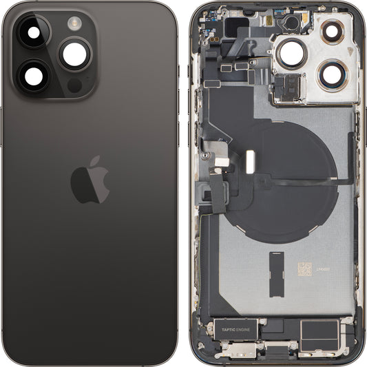 Pokrov baterije Apple iPhone 14 Pro Max, s srednjim ohišjem, kompletni deli, črn (Space Black), Swap