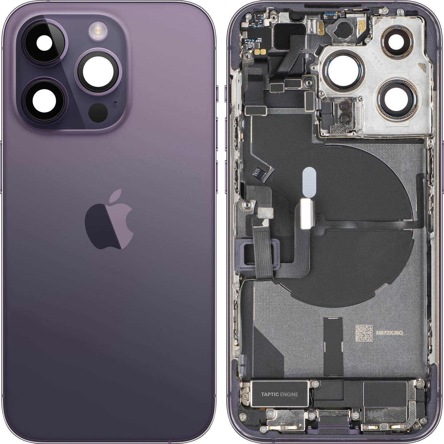Pokrov baterije Apple iPhone 14 Pro, s srednjim ohišjem, kompletni deli, Vijolična (Deep Purple), Swap