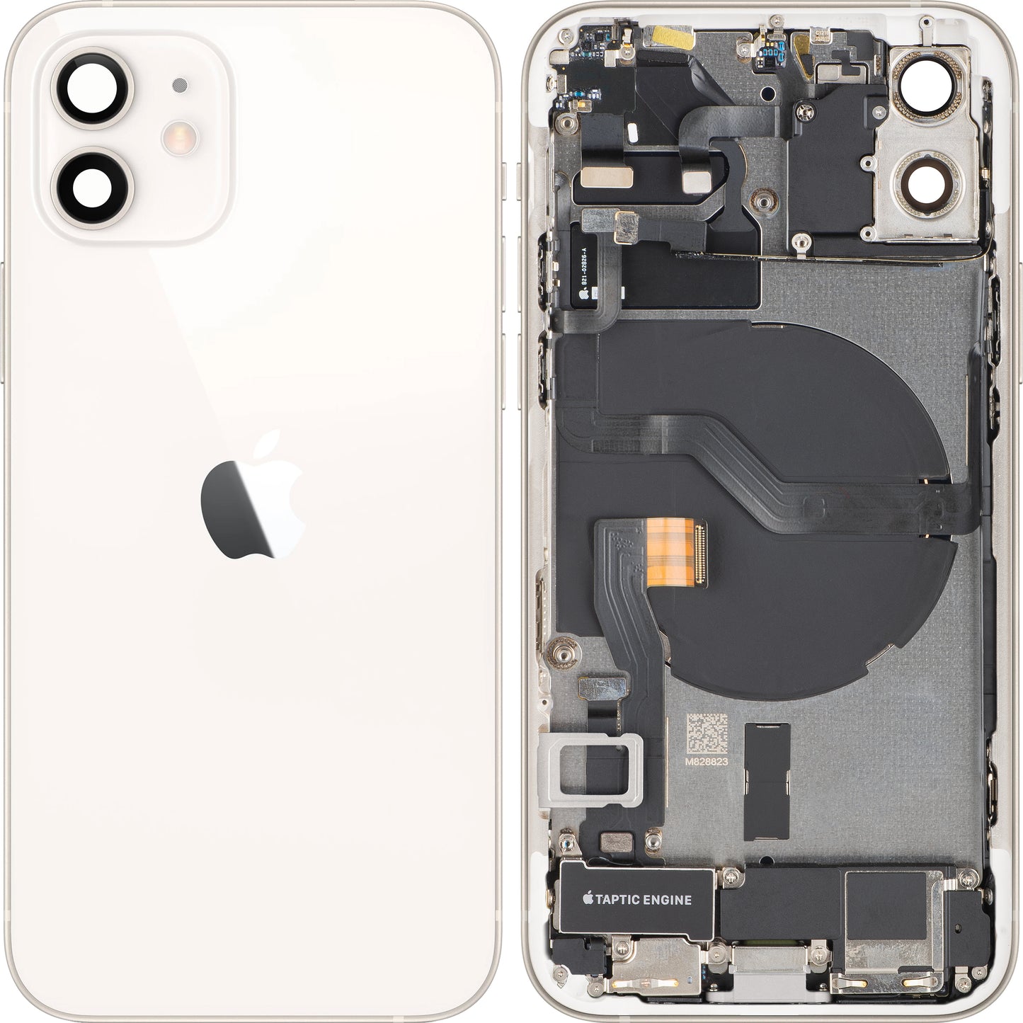 Pokrov baterije Apple iPhone 12, s srednjim ohišjem, kompletni deli, bel, zamenjava