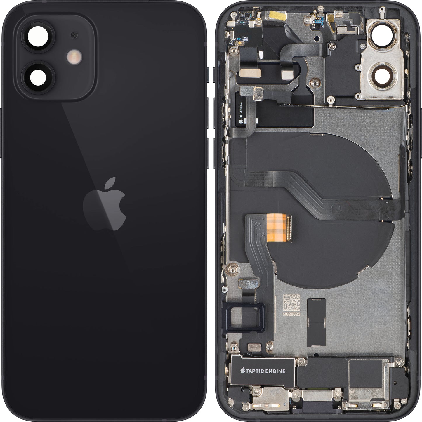 Pokrov baterije Apple iPhone 12, s srednjim ohišjem, kompletni deli, črn, Swap