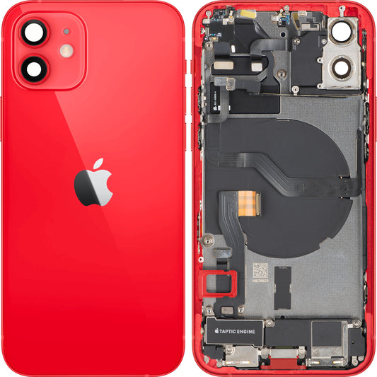 Pokrov baterije Apple iPhone 12, s srednjim ohišjem, kompletni deli, rdeč, Swap