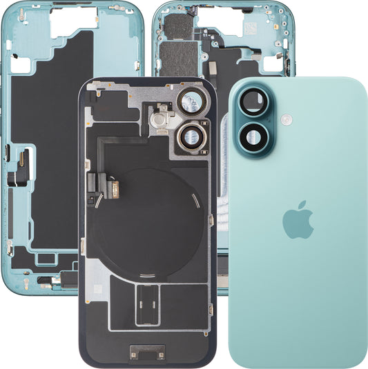 Pokrov baterije Apple iPhone 16, s srednjim ohišjem, kompletni deli, zelen (Teal), Swap