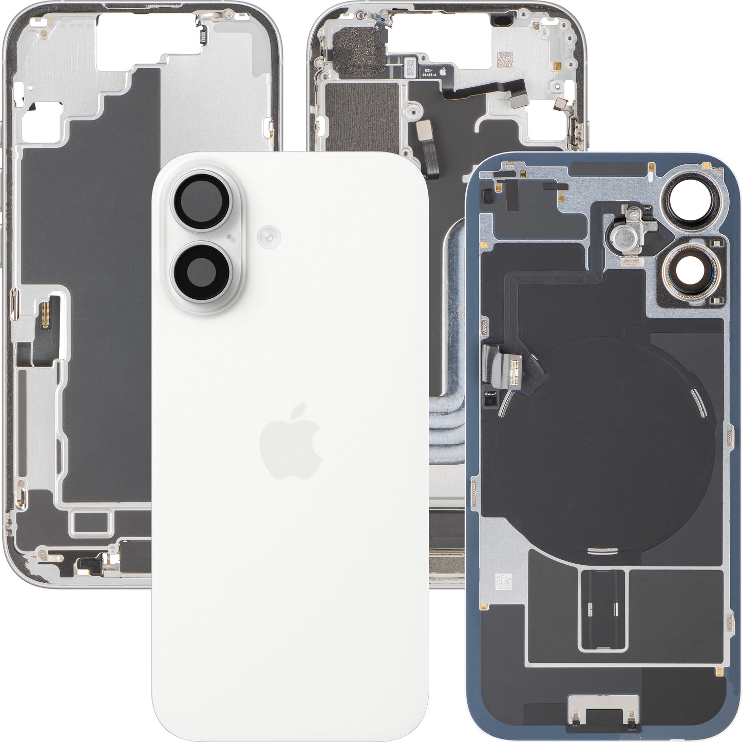 Pokrov baterije Apple iPhone 17, s srednjim ohišjem, kompletni deli, bel, zamenjava