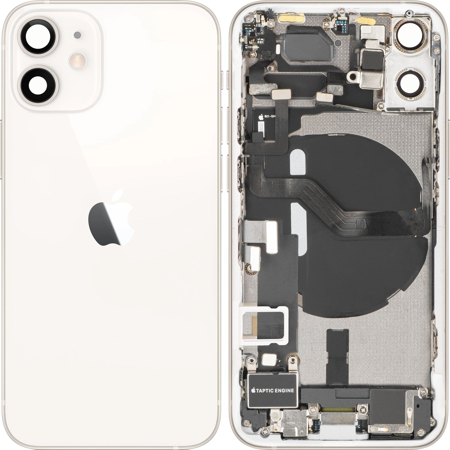 Pokrov baterije Apple iPhone 12 mini, s srednjim ohišjem, popolni deli, bel, zamenjava