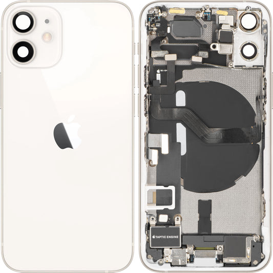 Pokrov baterije Apple iPhone 12 mini, s srednjim ohišjem, popolni deli, bel, zamenjava