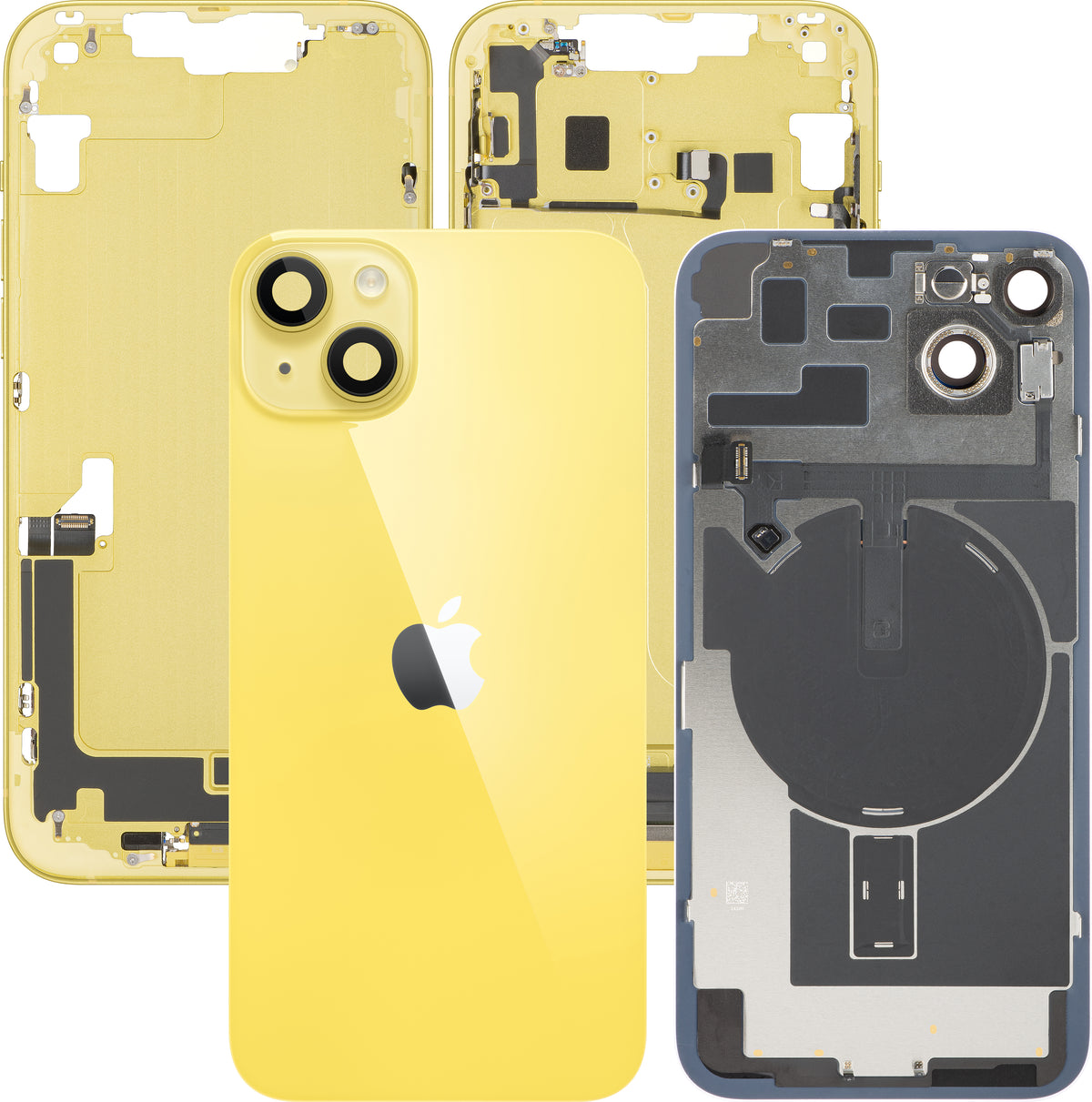 Pokrov baterije Apple iPhone 14 Plus, s srednjim ohišjem, popolni deli, rumena, premium zamenjava