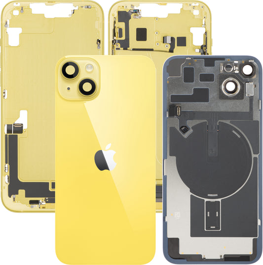 Pokrov baterije Apple iPhone 14 Plus, s srednjim ohišjem, popolni deli, rumena, premium zamenjava