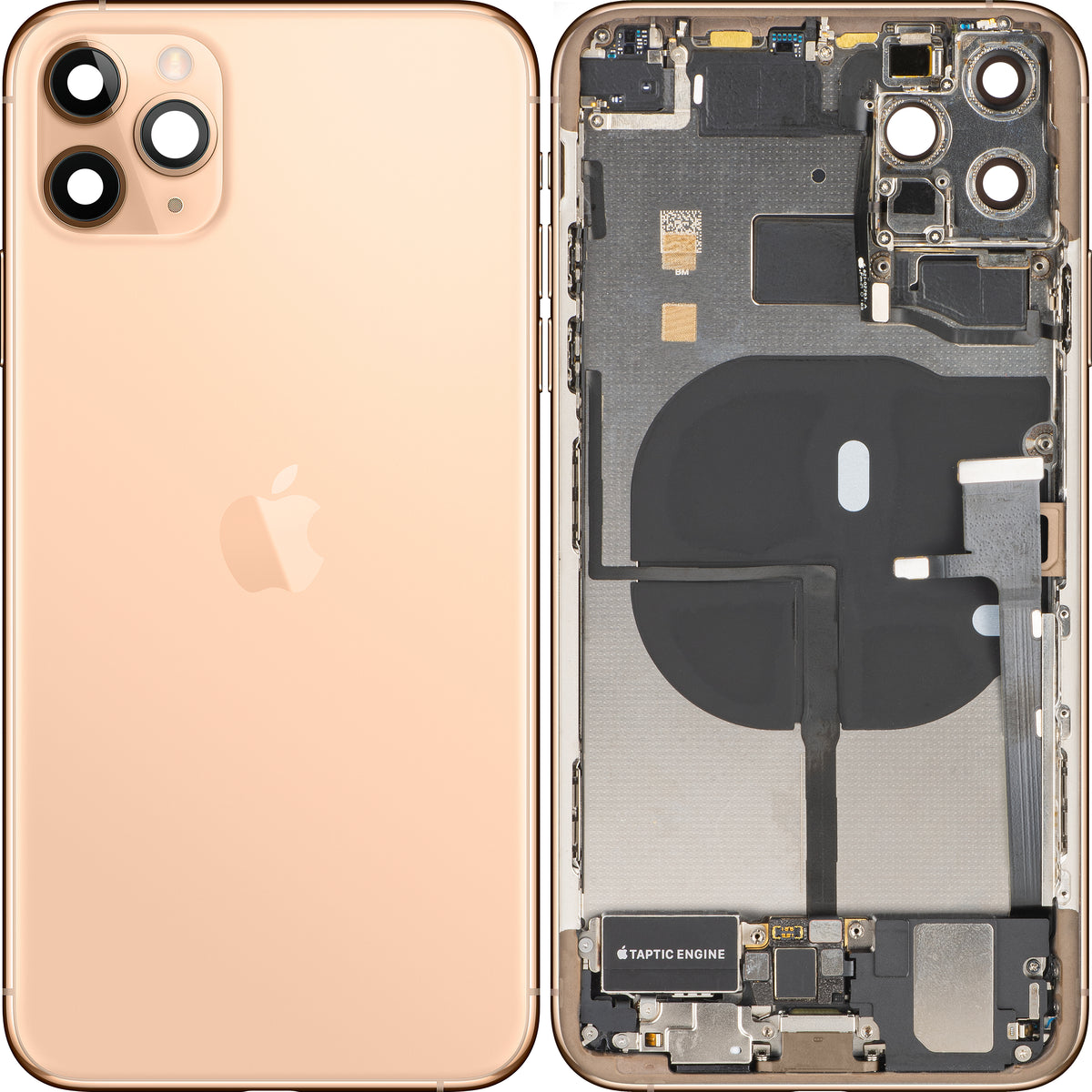 Pokrov baterije Apple iPhone 11 Pro Max, z srednjim ohišjem, popolni deli, zlata (mat zlata), premium zamenjava